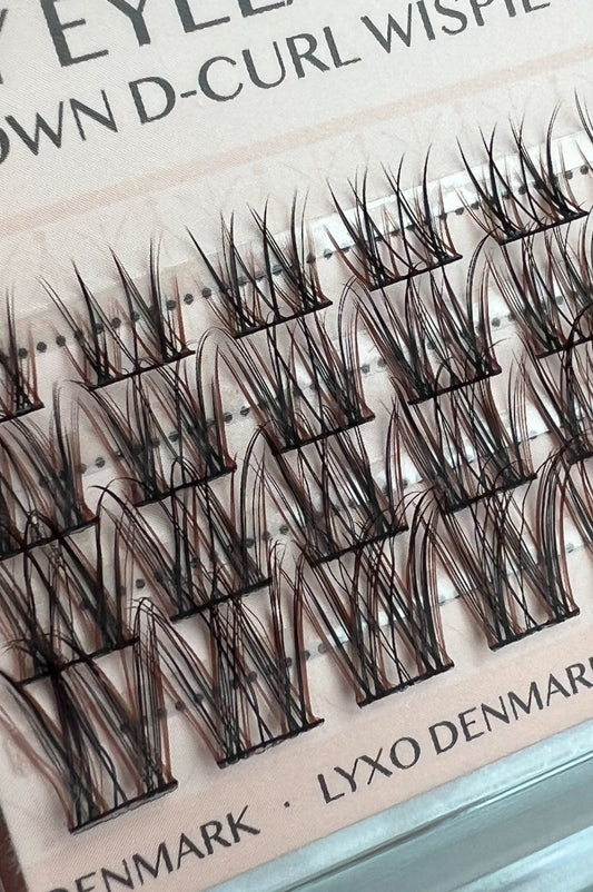 BROWN Wispie Hybrid D-curl Clusters/Fransar