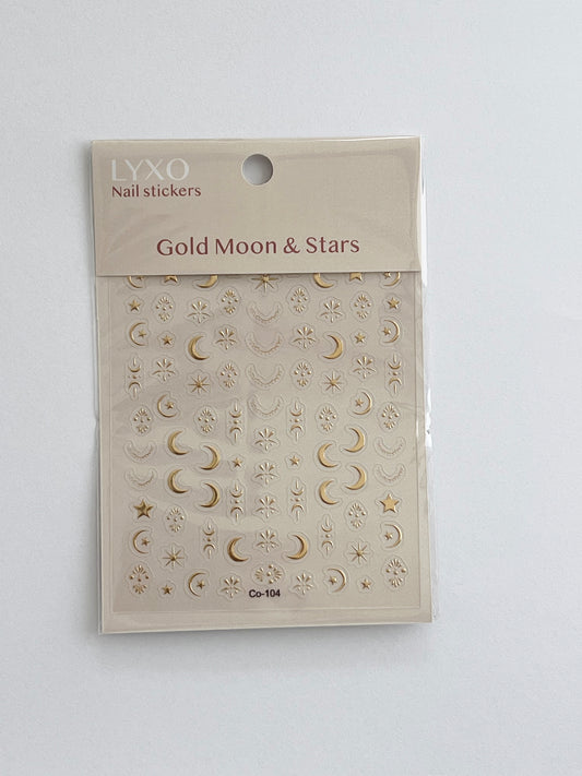 Guldfärgade Måne & Stjärnor Nagelklistermärken