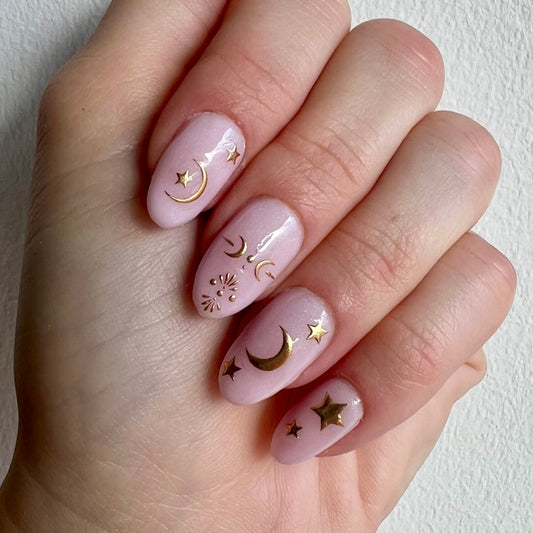 Guldfärgade Måne & Stjärnor Nagelklistermärken